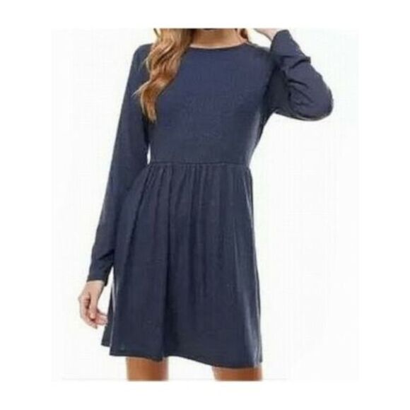 BEBOP Womens Navy Pull Over Style Long Sleeve Short Party Baby Doll Dress M - Picture 1 of 1